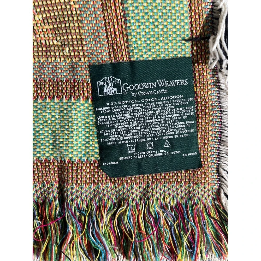 Goodwin Weavers Throw Tapestry Blanket Blue Lighthouse Nautical Woven Cotton